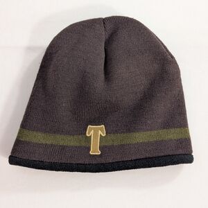 Timberland 3D Embroidered Branding Dark Brown Winter Beanie Hat One Size